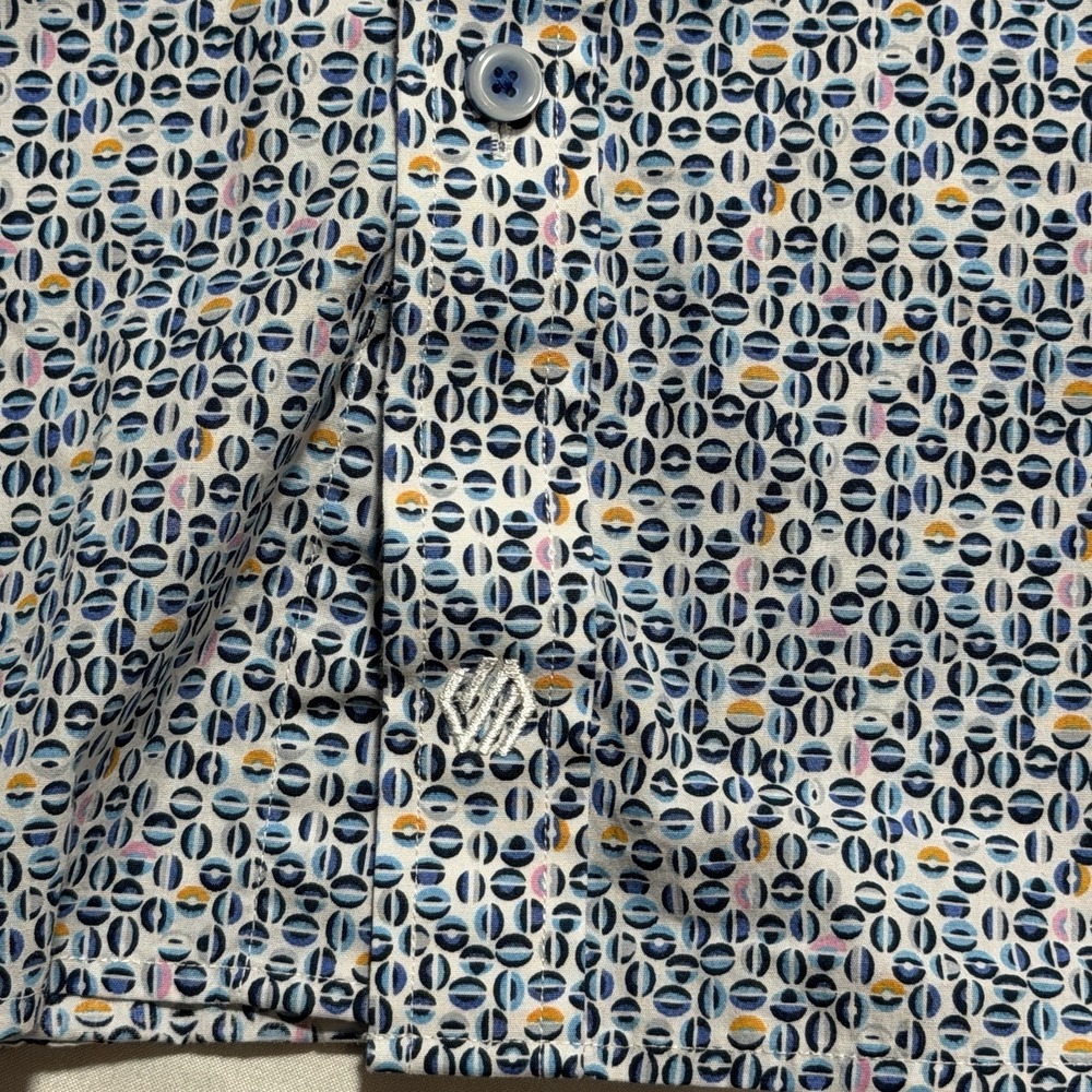 Johnston & Murphy Long Sleeve Button Down Shirt Mens L Blue Geometric Print - Picture 6 of 11